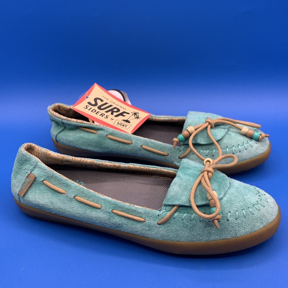 VANS Alpaca Mint Surf Sliders Moccasin Flat Slip On Boat Shoes Women's Size 5